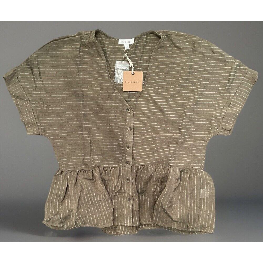 Blu Pepper Blouse Women’s Size Small Prairie Coquette Cottagecore Short Sleeve‎